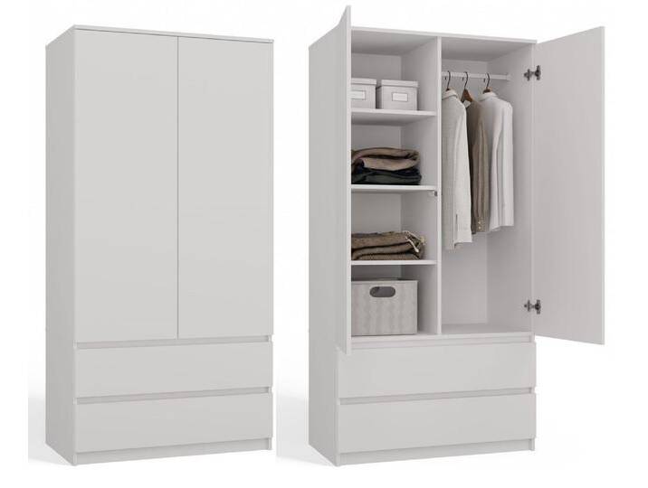 MAGOWA Kleiderschrank MALWA SS – stilvoll & funktional für Büro oder Schlafzimmer Maße: B 90 × H 180 × T 50 cm, weiß, Weiß von Ritzenhoff-&-Breker