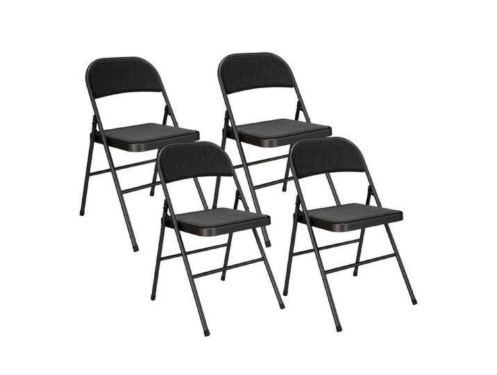 MC Star Bürostuhl 4er-Set Klappstühle, Tragbare mit Kissen, Leinenoptik, Stahlbeine (Faltstuhl für Büro Empfang Wartezimmer, Schwarz, 4 St) von Ritzenhoff-&-Breker
