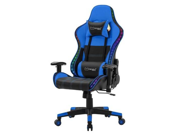 ML-DESIGN Bürostuhl Computerstuhl Schreibtischstuhl für Büro & Arbeitszimmer Drehsessel, Gaming Stuhl + 2 Kissen, LEDs & Boxen ergonomisch anpassbar PVC-Leder von Ritzenhoff-&-Breker