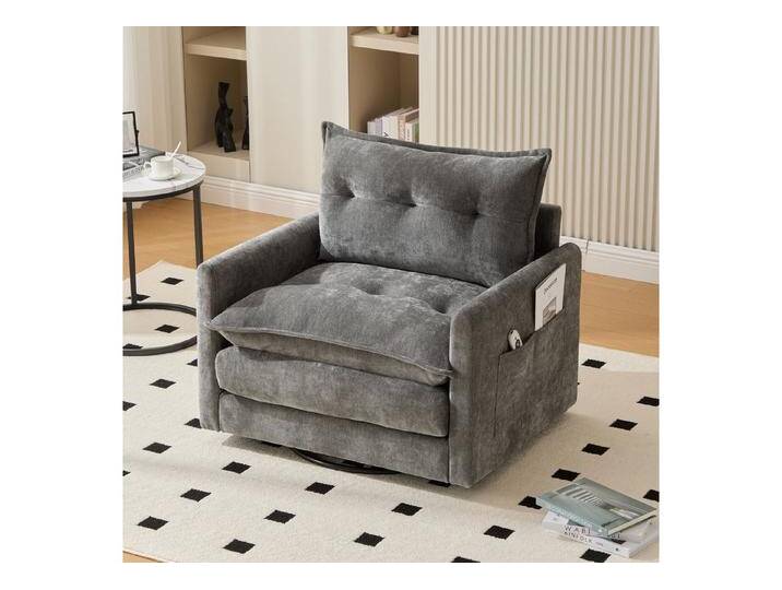 MODFU Drehstuhl 360° Relax-Loungesessel mit Armlehnen & Memory-Schaum, Polsterstuhl (Einzelsessel mit Kissen für Büro, Schlafzimmer & Wohnzimmer), für Erwachsene & Senioren von Ritzenhoff-&-Breker