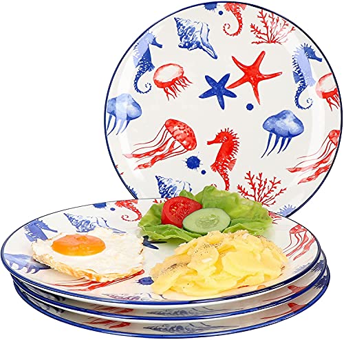 Ritzenhoff & Breker 4-teiliges Teller-Set Seestern Seaside I Speiseteller-Set für 4 Personen I Flache Essteller mit Seestern-Dekor I Hochwertiges Geschirrset I 4 Porzellanteller Ø 27 cm von Ritzenhoff & Breker