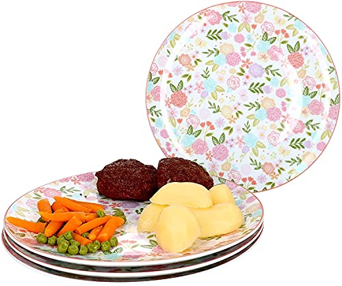 Ritzenhoff & Breker 4-teiliges Teller-Set Sweet Flower I Speiseteller-Set für 4 Personen I Flache Essteller mit Blumen-Dekor I Hochwertiges Geschirrset I 4 Porzellanteller mit Ø 27 cm von Ritzenhoff & Breker