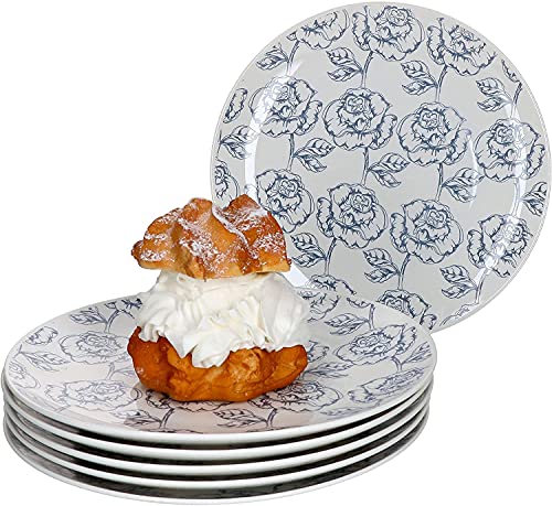 Ritzenhoff & Breker 6-teiliges Kuchenteller-Set Blue Flower I Geschirr-Set für 6 Personen I Frühstücksteller mit Blumen-Dekor I Hochwertige Dessertteller I 6 Porzellanteller mit Ø 20 cm von Ritzenhoff & Breker