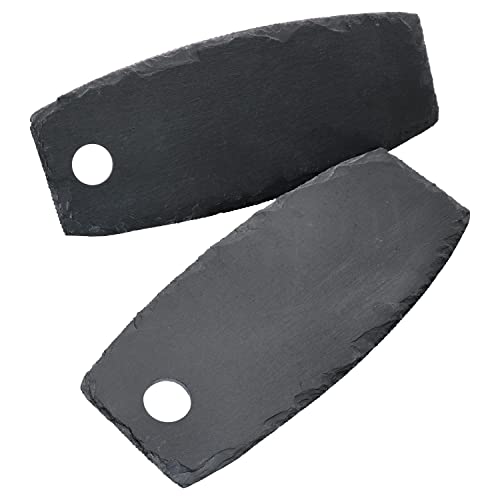 Ritzenhoff & Breker 2er Set Schieferplatte 18x45cm längliche Servierplatten Schwarz mit Griff-Öffnung Teller für Antipasti Käse Wurst Sushi Vorspeisen Untersetzer Deko-Teller rustikale Bruchkante von Ritzenhoff & Breker