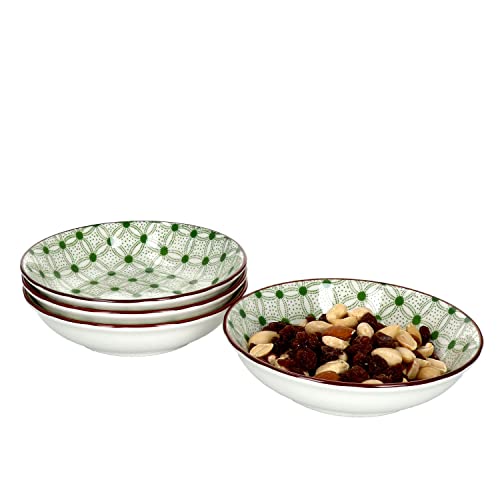 Ritzenhoff & Breker 4er Set Lime Rio Schalen flach I Ø 14 cm I Grünes Dekor I Schälchen für Antipasti, Dips, Chips & Co I Dessert-Bowl von Ritzenhoff & Breker