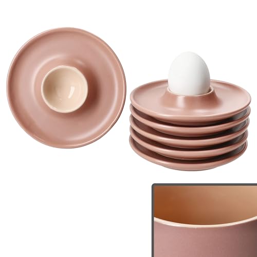 Ritzenhoff & Breker 6er Set Jasper Eierbecher mit Ablage Puder I 6 Personen I Ø 12,5cm I runde Eierbecher für das Frühstücksei I Flache Eierbecher für Brunch & Buffet I schickes Geschirr von Ritzenhoff & Breker