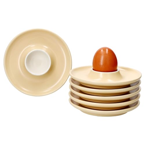 Ritzenhoff & Breker 6er Set Jasper Eierbecher mit Ablage Vanille I 6 Personen I Ø 12,5cm I runde Eierbecher für das Frühstücksei I Flache Eierbecher für Brunch & Buffet I schickes Geschirr von Ritzenhoff & Breker