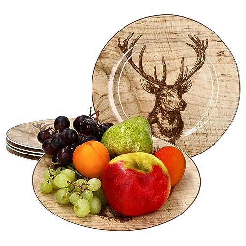 Ritzenhoff & Breker 6er Set Luis braun Kuchenteller I Ø 20,5 cm I 6 Personen I Frühstücksteller mit Hirsch-Dekor I Alternativ als Dessertteller & Salatplatte I Porzellan-Geschirr im Landhaus-Stil von Ritzenhoff & Breker