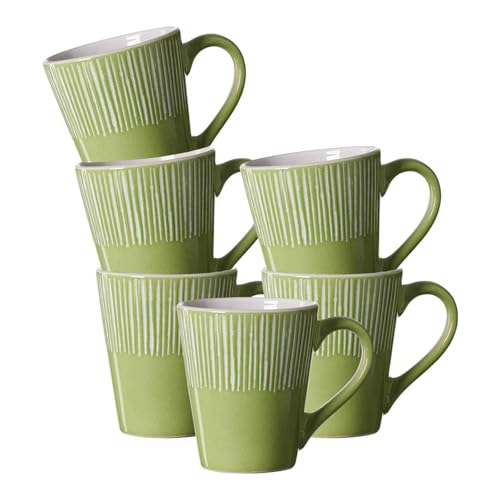 Ritzenhoff & Breker Banda Henkelbecher 6er Set, 315 ml, Kaffeebecher mit Streifen-Relief, Minimalistisches Geschirr in Coupe-Form, Spülmaschinenfest, Steingut, Grün Ritzenhoff & Breker Banda Henkelbecher 6er Set, 315 ml, Kaffeebecher mit Streifen-Relief, Minimalistisches Geschirr in Coupe-Form, Spülmaschinenfest, Steingut, Grün von Ritzenhoff & Breker