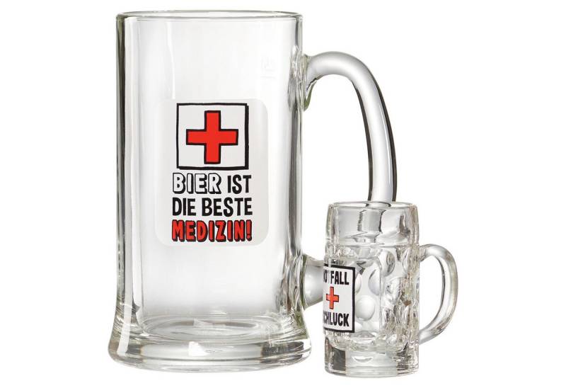 Ritzenhoff & Breker Bierkrug SCOPPY, 2-teilig, 500 ml, mit Schriftzug, Glas, inkl. Schnapsglas, Spülmaschinengeeignet von Ritzenhoff & Breker