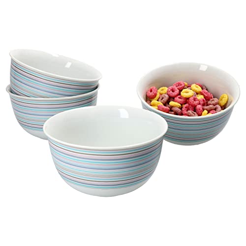 Ritzenhoff & Breker Doppio Circle 4er Set Müslischalen I 450 ml I 4 Personen I Ø 14 cm I Porzellan-Schälchen, Bowl I Schüssel mit Buntem Linien-Dekor I für Müsli, Salat, Dessert & Co. von Ritzenhoff & Breker