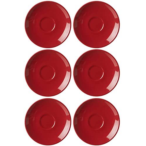 Ritzenhoff & Breker Doppio Espressountertassen, 6er Set, Rot, ø 12 cm, Espresso Unterteller mit farbigem Rand, Untere aus Porzellan, Spülmaschinengeeignet von Ritzenhoff & Breker