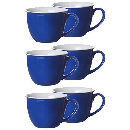 Ritzenhoff & Breker Doppio Jumbotasse, Jumbo Obere, Milchkaffee Obertasse, Ober Tasse, Geschirr, Porzellan, Indigo Blau, 350 ml, 63813, 6 Stück von Ritzenhoff & Breker