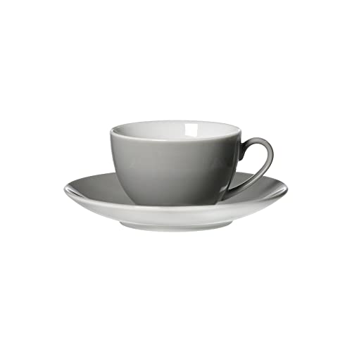 Ritzenhoff & Breker Doppio Kaffeetasse mit Untertasse, 200 ml, Grau, Porzellan, Buntes Mix-und-Match-Geschirr von Ritzenhoff & Breker