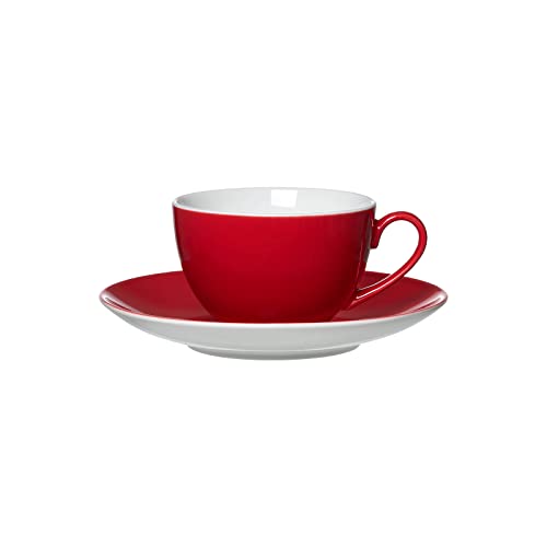 Ritzenhoff & Breker Doppio Kaffeetasse mit Untertasse, 200 ml, Rot, Porzellan, Buntes Mix-und-Match-Geschirr von Ritzenhoff & Breker
