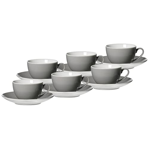 Ritzenhoff & Breker Doppio Kaffeetassen mit Untertassen, 6er Set, 200 ml, Grau, Porzellan, Buntes Mix-und-Match-Geschirr Ritzenhoff & Breker Doppio Kaffeetassen mit Untertassen, 6er Set, 200 ml, Grau, Porzellan, Buntes Mix-und-Match-Geschirr von Ritzenhoff & Breker