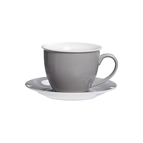 Ritzenhoff & Breker Doppio Milchkaffee Tasse mit Untertasse, 350 ml, Grau, Porzellan, Buntes Mix-und-Match-Geschirr Ritzenhoff & Breker Doppio Milchkaffee Tasse mit Untertasse, 350 ml, Grau, Porzellan, Buntes Mix-und-Match-Geschirr von Ritzenhoff & Breker