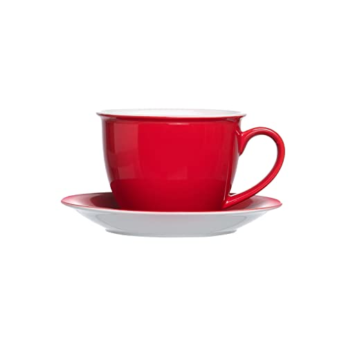 Ritzenhoff & Breker Doppio Milchkaffee Tasse mit Untertasse, 350 ml, Rot, Porzellan, Buntes Mix-und-Match-Geschirr von Ritzenhoff & Breker