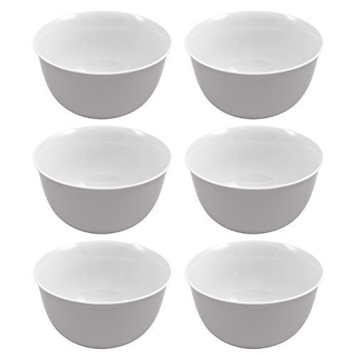 Ritzenhoff & Breker Doppio Müslischalen ø 14 cm, 6er Set, Schalen mit farbiger Außenseite, Buntes Mix-und-Match-Geschirr, Porzellan, Grau von Flirt by R&B