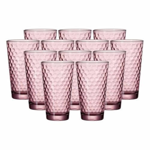 Ritzenhoff & Breker Favo Longdrinkgläser 12er Set, 400 ml, Wassergläser und Trinkgläser mit optischer Wabenstruktur, Glas, Berry von Ritzenhoff & Breker