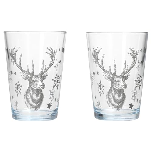 Ritzenhoff & Breker Hirsch Chalet Luis Winter 2er Set Glühweingläser I 240ml, H 11cm I Tee-Glas mit Hirsch-Dekor in Grau I Weihnachtsglas für Kaffee, Eierlikör & Co an Nikolaus & zum Advent von Ritzenhoff & Breker