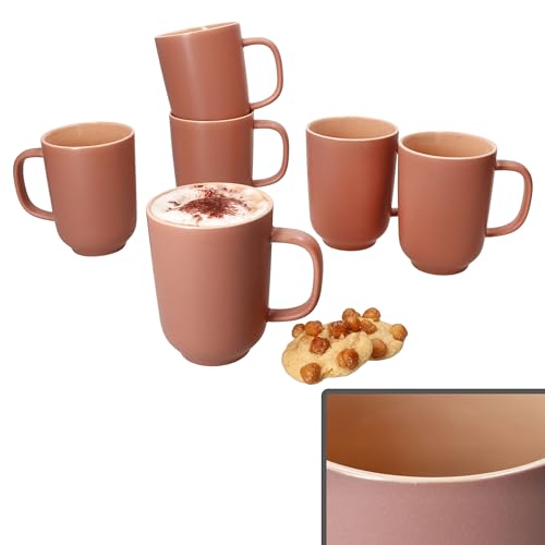 Ritzenhoff & Breker Jasper 6er Set Kaffeebecher Puder I 250ml, H 10,4cm I Steingut-Becher mit Henkel für 6 Personen I Tassen für Heißgetränke wir Tee, Kakao, Latte Macchiato & Co I Kaffee-Geschirr von Ritzenhoff & Breker