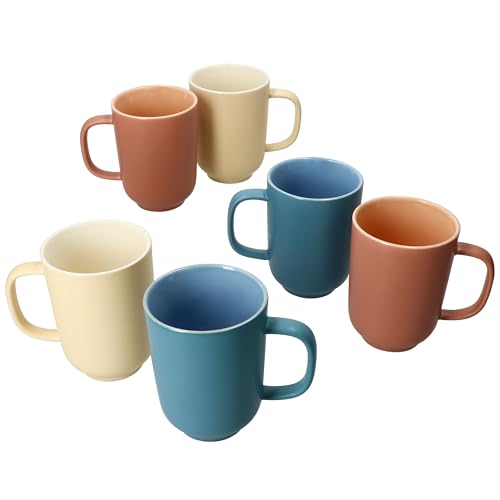 Ritzenhoff & Breker Jasper 6er Set Kaffeebecher TRIO I 250ml, H 10,4cm I Steingut-Becher mit Henkel für 6 Personen I Tassen für Tee, Kakao, Latte Macchiato & Co I Kaffee-Geschirr von Ritzenhoff & Breker