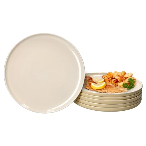 Ritzenhoff & Breker Jasper 6er Set Speiseteller Vanille I Ø 25,4cm I Steingut-Essteller für 6 Personen I große Teller zum Grillen & Co. I Geschirr für Frühstück, Mittag, Kaffee & Abendbrot von Ritzenhoff & Breker