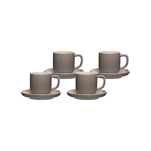 Ritzenhoff & Breker Jasper Espressotassen mit Untertassen, 4er Set, Taupe, 240 ml, Espressogeschirr mit Soft-Touch-Haptik & Mattglasur, Spülmaschinengeeignet von Ritzenhoff & Breker