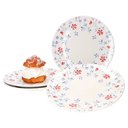 Ritzenhoff & Breker Julia Blume blau 4er Set Kuchenteller I Ø 21,5 cm I 4 Personen I Frühstücksteller, Dessertteller I florales Design I Porzellan-Geschirr mit rot-blauem Blüten-Dekor von Ritzenhoff & Breker