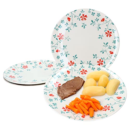 Ritzenhoff & Breker Julia Blume türkis 4er Set Speiseteller I Ø 26,5 cm I 4 Personen I Essteller, große Platte, Beilagenteller I florales Design I Porzellan-Geschirr mit Blüten-Dekor von Ritzenhoff & Breker