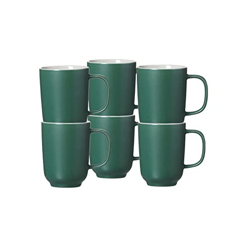 Ritzenhoff & Breker Kaffeebecher Jasper, 6er Set, Grün, 285 ml, Steinzeug, Becher mit Henkel & Soft-Touch-Haptik, Matte Außenglasur von Ritzenhoff & Breker