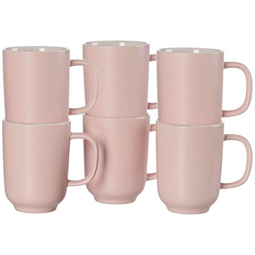 Ritzenhoff & Breker Kaffeebecher Jasper, 6er Set, Rosé, 285 ml, Steinzeug, Becher mit Henkel & Soft-Touch-Haptik, Matte Außenglasur von Ritzenhoff & Breker