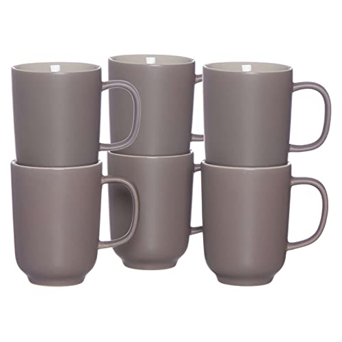 Ritzenhoff & Breker Kaffeebecher Jasper, 6er Set, Taupe, 285 ml, Steinzeug, Becher mit Henkel & Soft-Touch-Haptik, Matte Außenglasur von Ritzenhoff & Breker