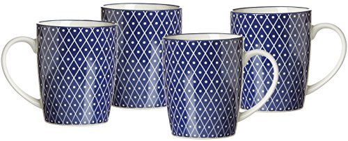 Ritzenhoff & Breker Kaffeebecher-Set Royal Reiko, 4-teilig, 350 ml, Porzellangeschirr, Blau-Weiß von Ritzenhoff & Breker