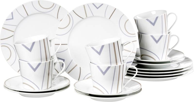 Ritzenhoff & Breker Kaffeeservice GRAPHIC 18-tlg. aus Porzellan weiß/grau/braun von Ritzenhoff & Breker