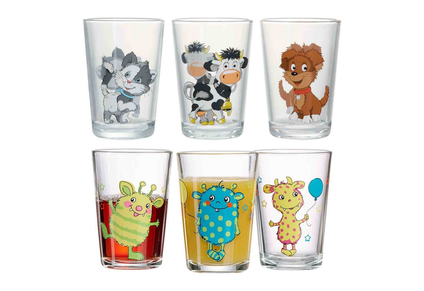 Ritzenhoff & Breker Kinderbecher Hoftiere und Monsterchen Kindergläser 205 ml, Glas von Ritzenhoff & Breker