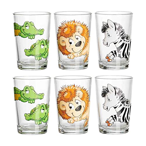 Ritzenhoff & Breker Kindergläser Happy Zoo, 6er Set, 205 ml, Bedruckte Kinderbecher mit Tiermotiven, Spülmaschinengeeignet von Ritzenhoff & Breker