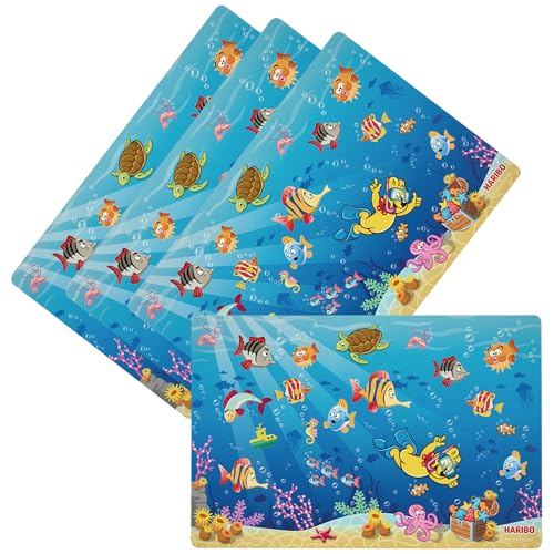Ritzenhoff & Breker Kindertischset-Set 4-teilig – Haribo Seaworld – Platzset 45 x 30 cm aus Kunststoff, abwischbar, rutschfest – Platzmatten für Kinder mit Meeresmotiv – Blau von Ritzenhoff & Breker