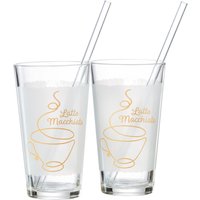 Ritzenhoff & Breker Latte-Macchiato-Glas "Coffee", (Set, 4 tlg., 2 Latte Macchiato Gläser mit je einem Glas-Trinkhalm, je 350 ml), 4-teilig (2 Gläser und 2 Glas-Trinkhalme), 350 ml von Ritzenhoff & Breker