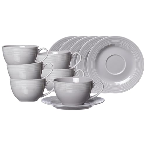 Ritzenhoff & Breker Levi Kaffeetassen mit Untertassen 6er Set, 220 ml, Tassen-Untertassen-Set mit feinem Rillenrelief, Skandinavisches Design, Mix & Match Geschirr, Porzellan, Grau Ritzenhoff & Breker Levi Kaffeetassen mit Untertassen 6er Set, 220 ml, Tassen-Untertassen-Set mit feinem Rillenrelief, Skandinavisches Design, Mix & Match Geschirr, Porzellan, Grau von Ritzenhoff & Breker