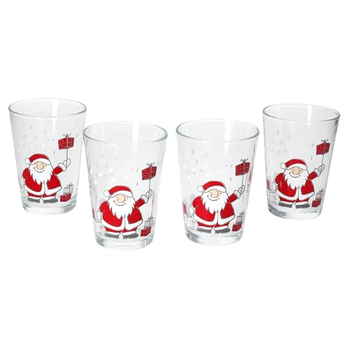 Ritzenhoff & Breker Santa Family Winter 4er Set Glühweingläser I 240ml, H 11cm I Teeglas mit Weihnachtsmanndekor in Rot & Weiß I Weihnachtsglas für Kaffee, Eierlikör & Co an Nikolaus & zum Advent von Ritzenhoff & Breker