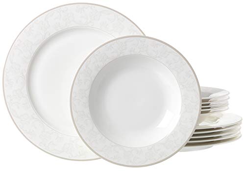 Ritzenhoff & Breker Tafelservice Isabella, 12-teilig, Fine-China-Porzellangeschirr, Weiß mit Ornamenten, 31 x 28 x 33 cm von Ritzenhoff & Breker