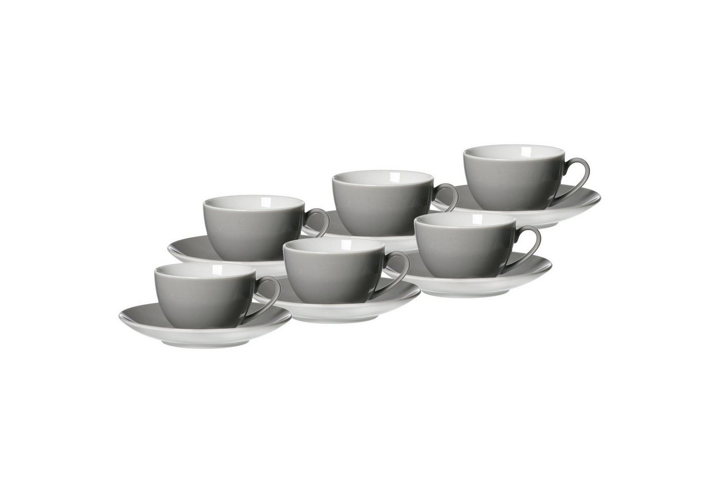Ritzenhoff & Breker Tasse Doppio Kaffeetassen mit Untertassen 200 ml 6er Set, Porzellan von Ritzenhoff & Breker