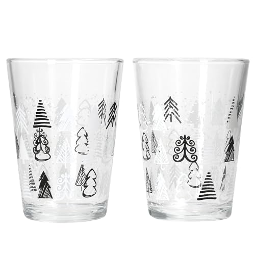 Ritzenhoff & Breker Tree Grey Winter 2er Set Glühweingläser I 240ml, H 11cm I Tee-Glas mit Tannenbaum-Dekor in Schwarz & Weiß I Weihnachtsglas für Kaffee, Eierlikör & Co an Nikolaus & zum Advent von Ritzenhoff & Breker