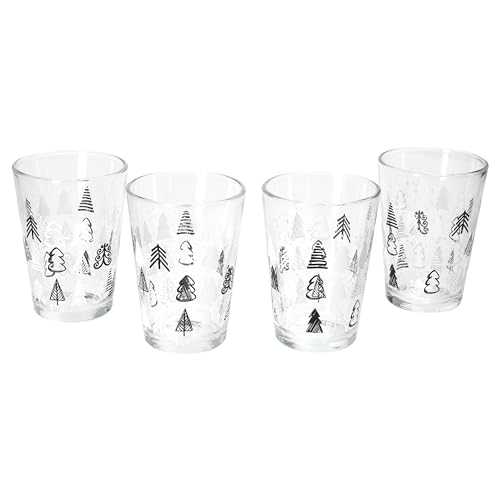 Ritzenhoff & Breker Weihnachtsbaum 4er Set Glühweingläser I 240ml, H 11cm I Tee-Glas mit Tannenbaum-Dekor in Schwarz & Weiß I Weihnachtsglas für Kaffee, Eierlikör & Co an Nikolaus & zum Advent von Ritzenhoff & Breker
