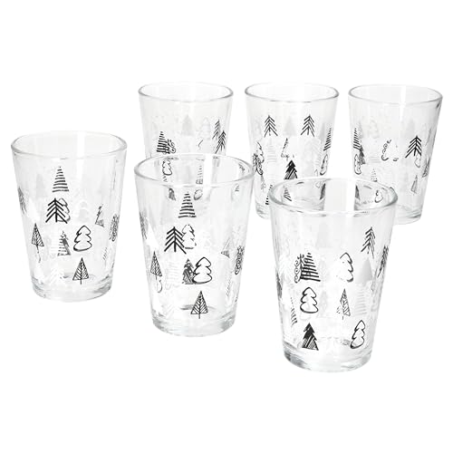 Ritzenhoff & Breker Tree Grey Winter 6er Set Glühweingläser I 240ml, H 11cm I Tee-Glas mit Tannenbaum-Dekor in Schwarz & Weiß I Weihnachtsglas für Kaffee, Eierlikör & Co an Nikolaus & zum Advent von Ritzenhoff & Breker