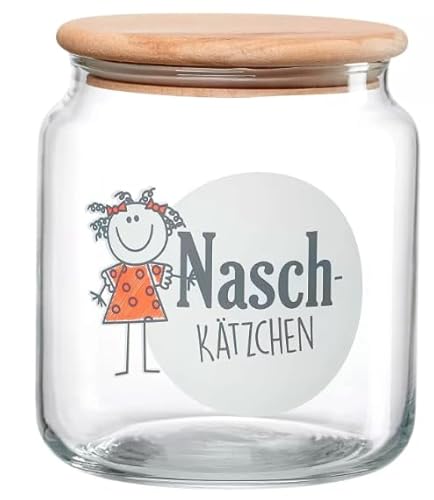 Ritzenhoff & Breker Vorratsglas NASCHKÄTZCHEN, 1,1 l Keksdose aus Glas mit Aufschrift Naschkätzchen - 1 Stück (816518) Marke von Ritzenhoff & Breker