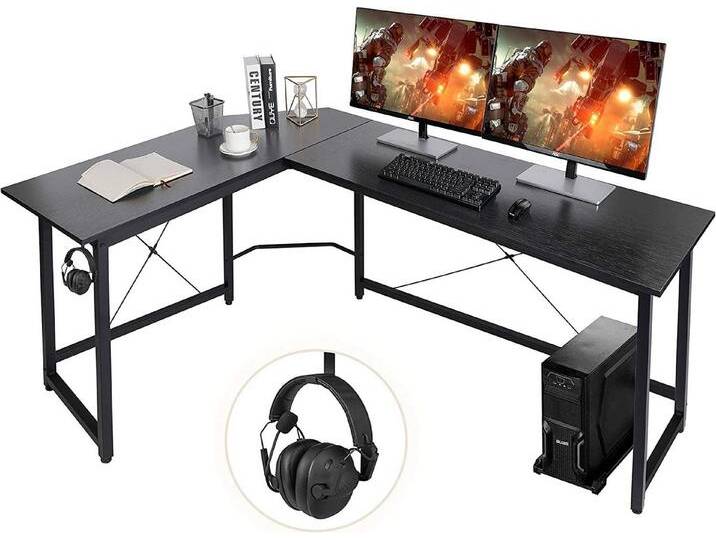 TLGREEN Eckschreibtisch L-förmiger Schreibtisch, 167 cm Gaming Tisch, L-Form Computertisch, 167 cm Eckschreibtisch für Büro, Breite 120cm, schwarz von Ritzenhoff-&-Breker