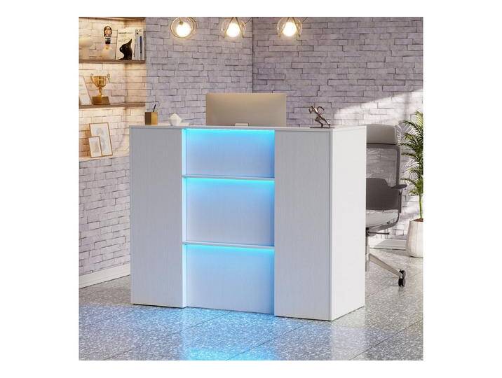 TWSOUL Empfangstheke mit LED, abschließbaren Schubladen und Einlegeböden, 120cm Weiß, Rezeptionstheke für Büro, Salon, Geschäft oder Café, weiß TWSOUL Empfangstheke mit LED, abschließbaren Schubladen und Einlegeböden, 120cm Weiß, Rezeptionstheke für Büro, Salon, Geschäft oder Café, weiß von Ritzenhoff-&-Breker